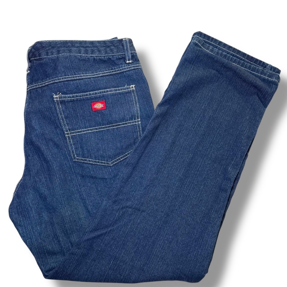 Dickies Flannel Lined Jeans Womens 16R Blue Denim Plaid Workwear FD117SVB